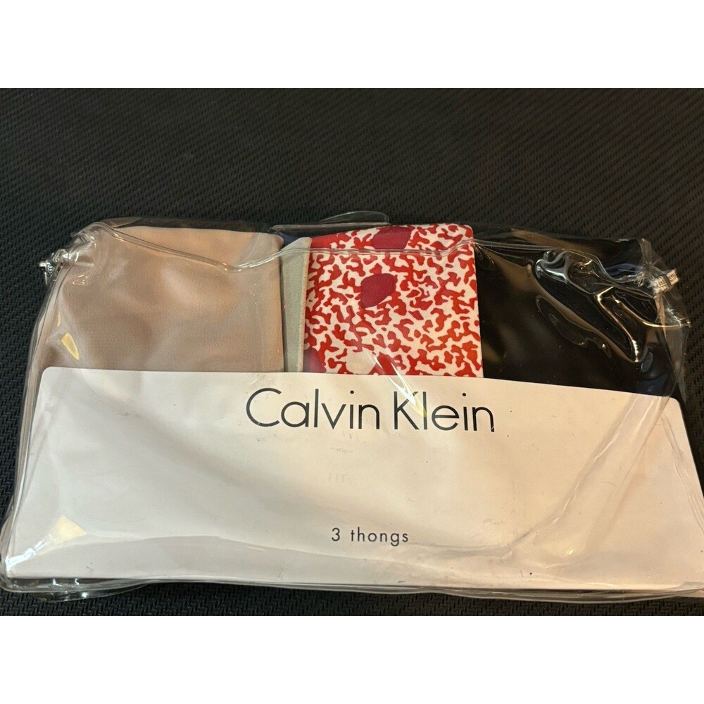 CALVIN KLEIN Seam Free 3 Pair Thong Underwear Women's size XL Multi Color